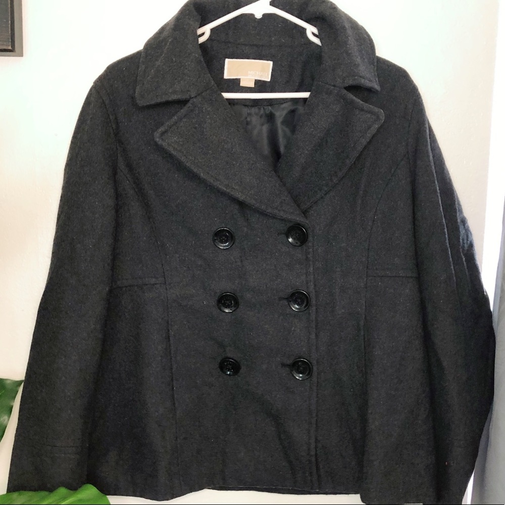 Michael Kors Grey Wool Blend Pea Coat - Picture 15 of 15